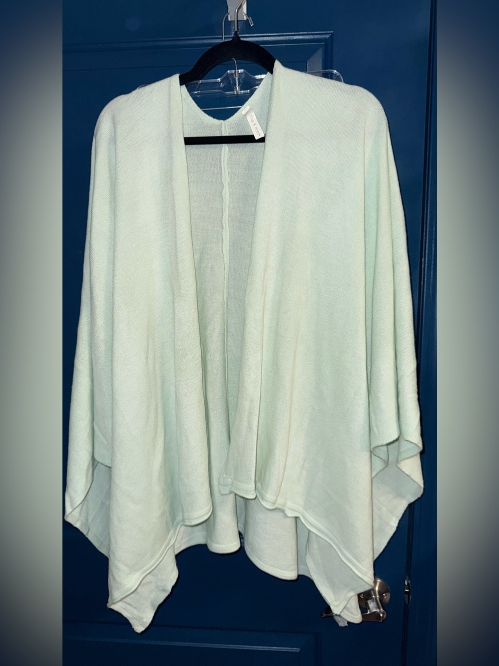 Mia & Tess Light Mint Open-Front Women's Cape Sweater Wrap